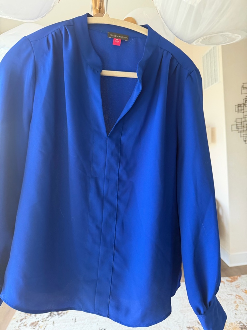 Vince Camuto Cobalt Blue Collarless Blouse NWT
